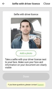 inDrive Zimbabwe Selfie with Licence